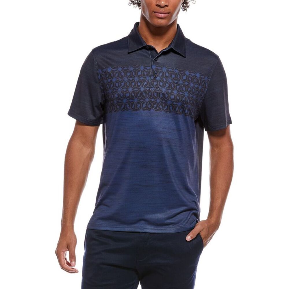 Ben Sherman Mens Colorblock Geo Tech Jersey Sports Fit Polo Shirt, Blue